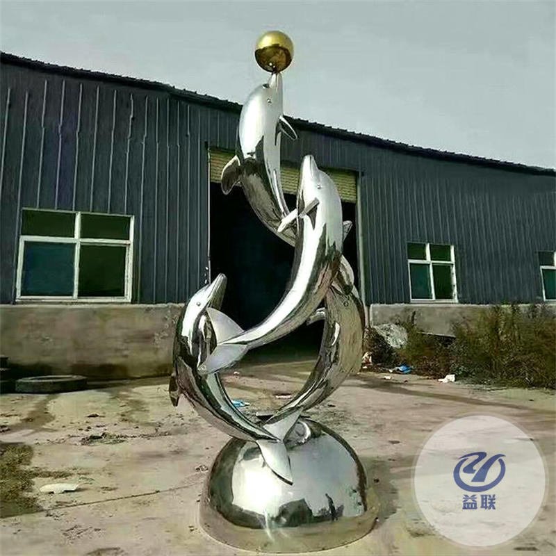 不锈钢雕塑定制大型鹿月亮鱼户外金属抽象艺术景观广场校园镂空球