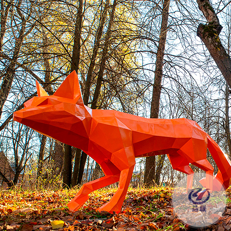 玻璃钢雕塑定制大型几何动物抽象切面熊猫鹿兔子摆件户外园林景观